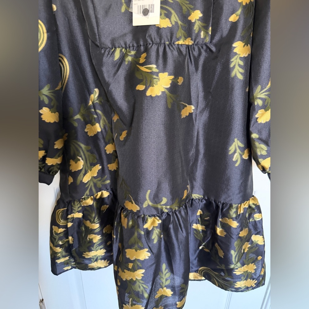 Tuckernuck Navy Blue Long Sleeve Floral Mini Dress with Yellow Print - Picture 7 of 9